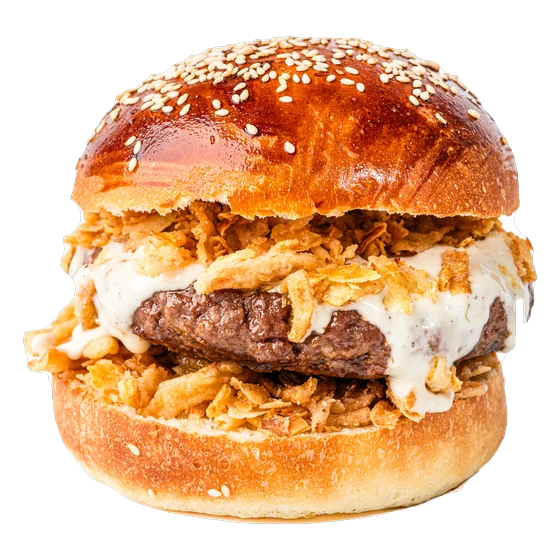 Blue Royal burger, halal, FRIES B4 GUYS Allston
