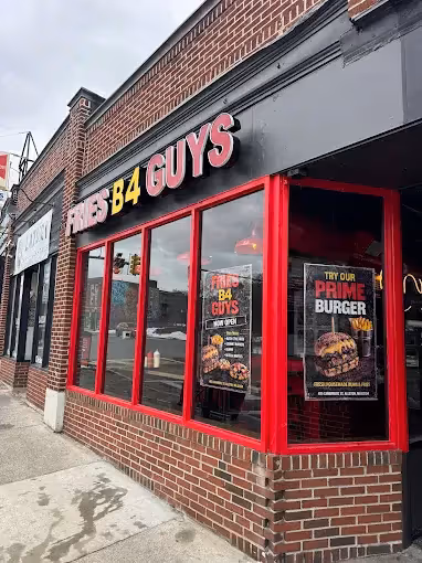 FRIES B4 GUYS storefront on Cambridge Street in Allston, Boston