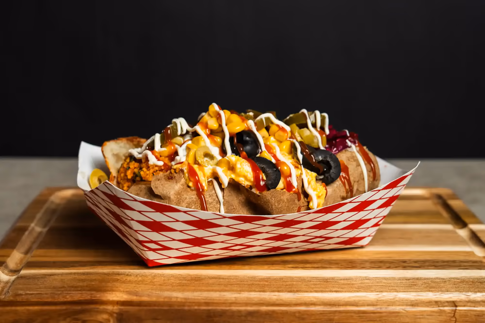 Loaded Turkish kumpir baked potato, served in-store only